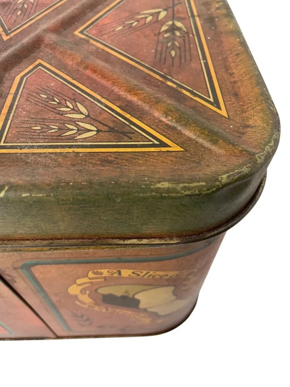 Vintage Chein Tin Bread Box A Slice of Nature Brown Large Better Baked Brand